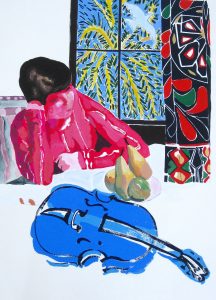 Love is Like a Violin, gouache on paper