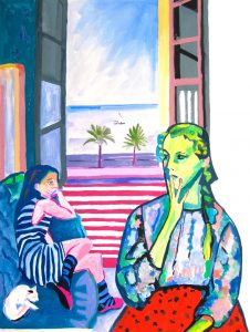 The Waiting Game, gouache on paper